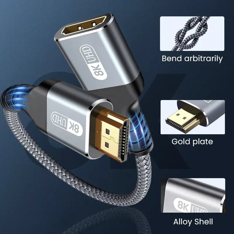 HDMI 2.1 Male to Female Extension Cord