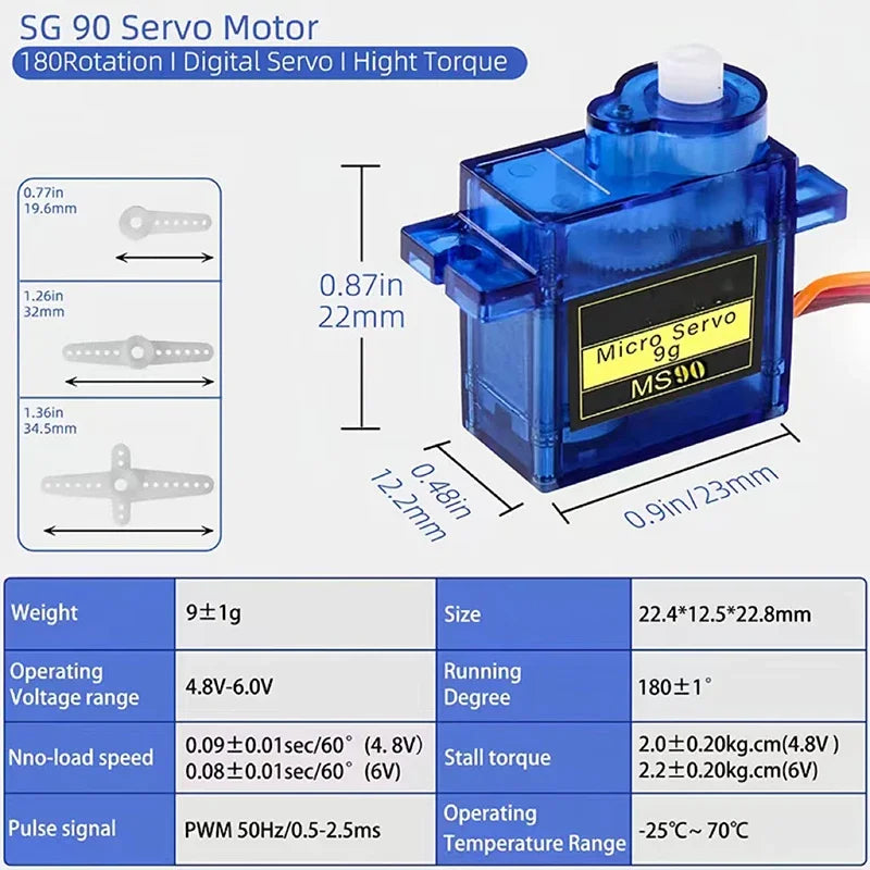 SG90 Micro Servo Motors (180 or 360 degrees)